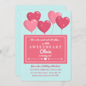 Heart Shaped Balloons Uitnodiging (Voorkant / Achterkant)