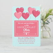 Heart Shaped Balloons Uitnodiging (Staand voorkant)