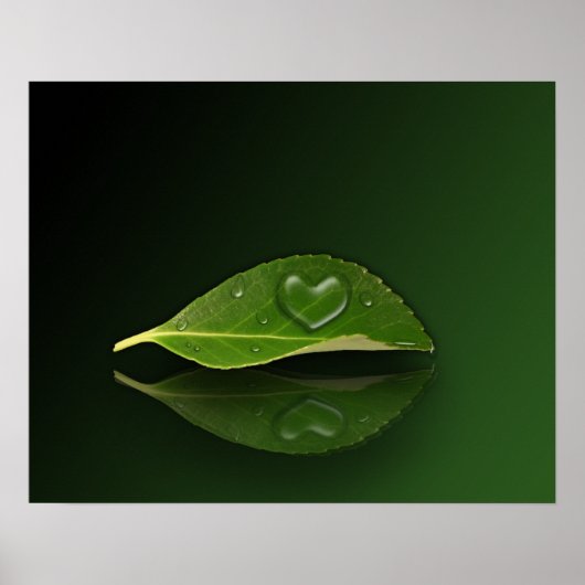 Heart Shaped Droplet op Leaf Poster (Voorkant)