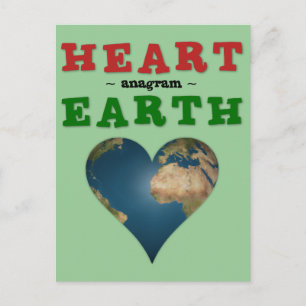 Heart Shaped Earth anagram Briefkaart