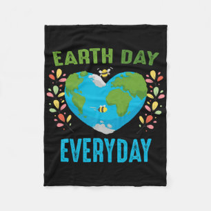 Heart Shaped Earth Day Alledaagse bijen Wereld Env Fleece Deken