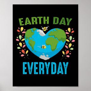 Heart Shaped Earth Day Alledaagse bijen Wereld Env Poster