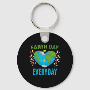 Heart Shaped Earth Day Alledaagse bijen Wereld Env Sleutelhanger