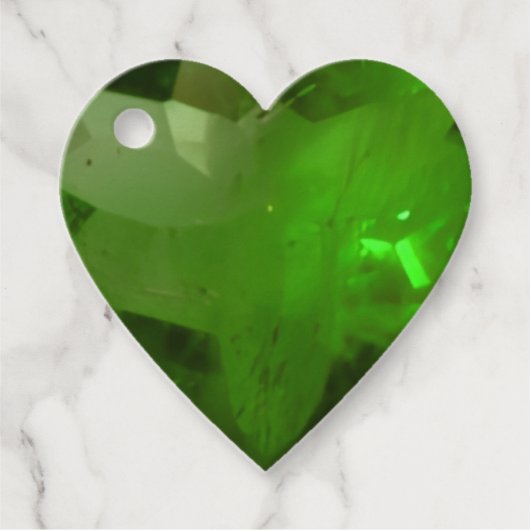 Heart‑Shaped Emerald Bedankjes Labels (Voorkant)