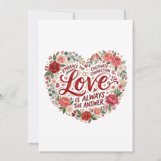 Heart-Shaped Floral Typography Kaart (Voorkant)