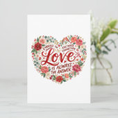 Heart-Shaped Floral Typography Kaart (Staand voorkant)