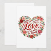 Heart-Shaped Floral Typography Kaart (Voorkant / Achterkant)