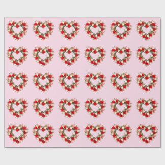 Heart Shaped Floral Wreath Roses Daisies Tulips Cadeaupapier