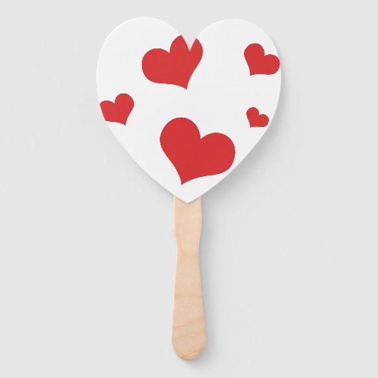 Heart Shaped hand fan met rood harten Handwaaier (Voorkant)