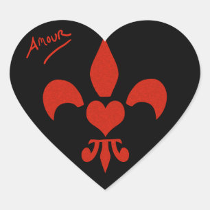 Heart Shaped Heart Fleur de Lis Amour Hart Sticker