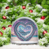 Heart-Shaped Ice Sculpture with Aurora Sneeuwbol (Kerstmis)