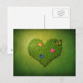 Heart-Shaped Lawn Flowers Butterfly Briefkaart (Voorkant / Achterkant)