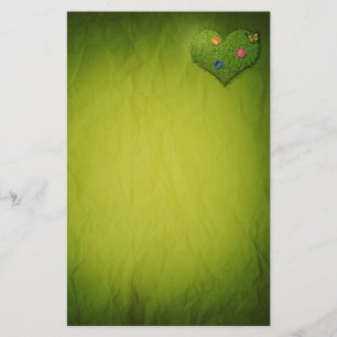 Heart-Shaped Lawn Flowers Butterfly Briefpapier