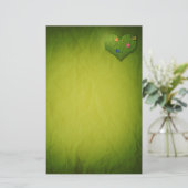 Heart-Shaped Lawn Flowers Butterfly Briefpapier (Staand voorkant)