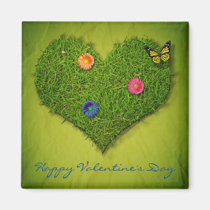 Heart-Shaped Lawn Flowers Butterfly Magneet