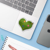 Heart-Shaped Lawn Flowers Butterfly Sticker (Laptop met iPhone)
