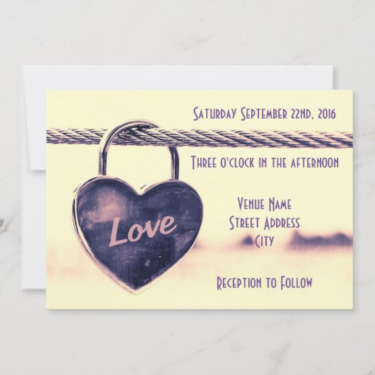 Heart Shaped Love Padlock Wedding Kaart (Achterkant)