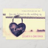 Heart Shaped Love Padlock Wedding Kaart (Voorkant / Achterkant)