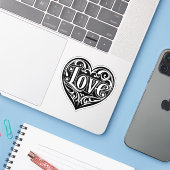Heart Shaped Love vinyl sticker (Laptop met iPhone)