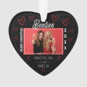 Heart Shaped Photo Black and Red Besties Christmas (devant)