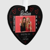 Heart Shaped Photo Black and Red Besties Christmas (devant)