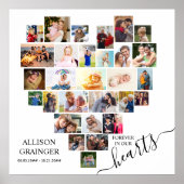 Heart Shaped Photo Collage Funeral Memorial Poster (Voorkant)
