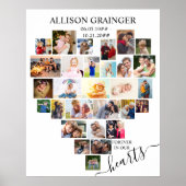 Heart Shaped Photo Collage Funeral Memory Board Poster (Voorkant)