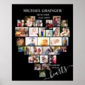 Heart Shaped Photo Collage Memorial Funeral Poster (Voorkant)