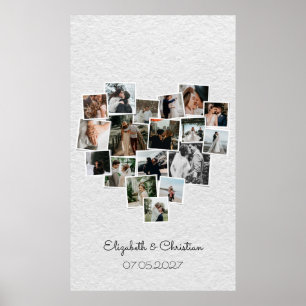 Heart Shaped Photo Collage Romantic Wedding Poster