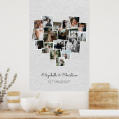 Heart Shaped Photo Collage Romantic Wedding Poster (Keuken)