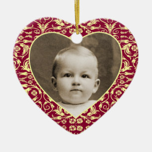 Heart Shaped Photo Lijst Floral Keramisch Ornament