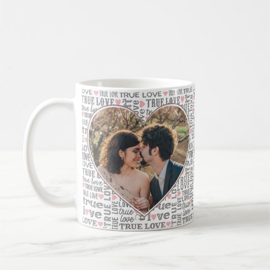 Heart Shaped Photo True Love Valentijns of Wedden Koffiemok (Links)