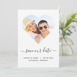 Heart Shaped Photo Wedding Save the Date Kaart