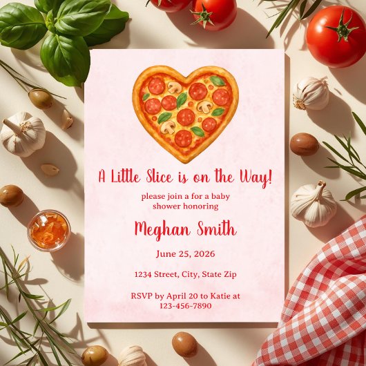 Heart Shaped Pizza Baby Shower Invitation