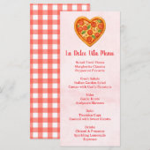 Heart Shaped Pizza Menu Card | Red Checkered (Devant / Derrière)