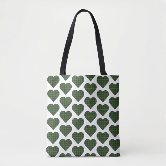 Heart Shaped Plaid Dark Green Draagtas (Voorkant)