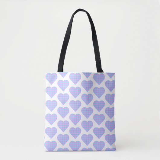 Heart Shaped Plaid Pink Blue Draagtas (Voorkant)