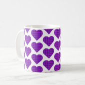 Heart Shaped Plaid Purple Pink Black Koffiemok (Voorkant links)