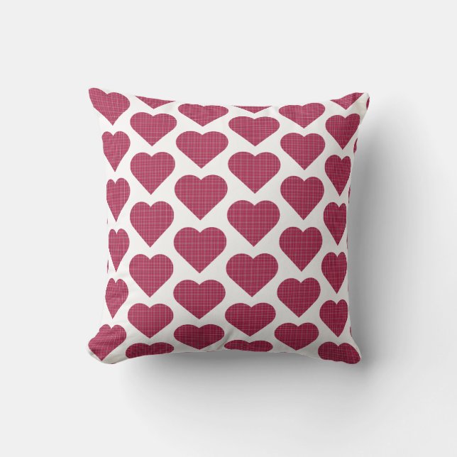 Heart Shaped Plaid Red Pink  Kussen (Voorkant)