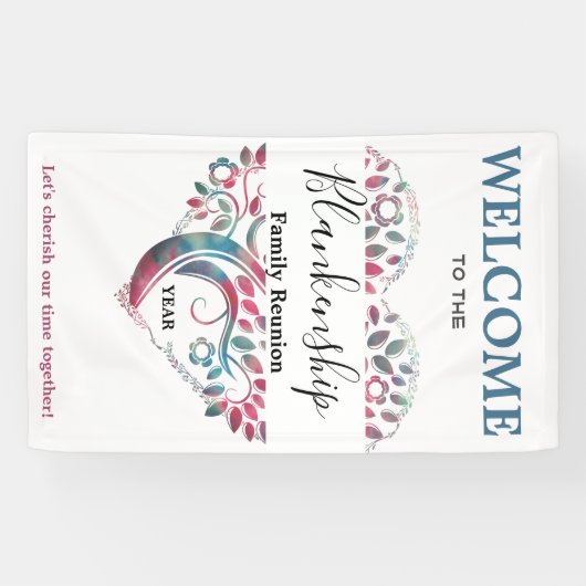 Heart Shaped Tree Family Reunion Sjabloon Banner (Horizontaal)