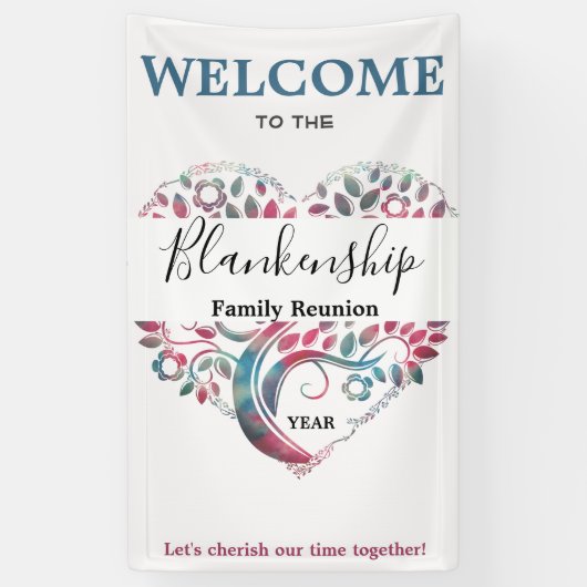 Heart Shaped Tree Family Reunion Sjabloon Banner (Verticaal)
