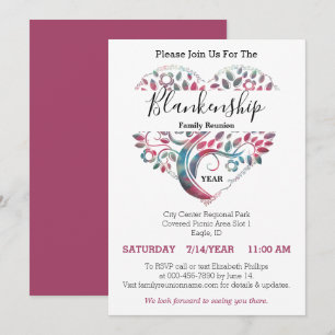 Heart Shaped Tree Family Reunion Template Kaart