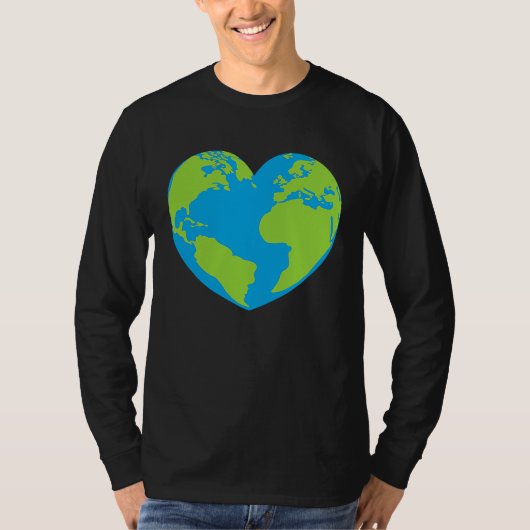 Heart shaped world earth globe world map t-shirt (Voorkant)