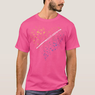 Heart Sheet Music Clef Transverse Flute T-shirt
