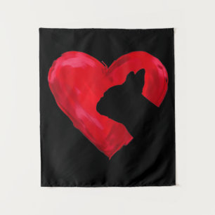 Heart Silhouette Valentijnsdag French Bulldog Gif Wandkleed