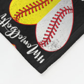 Heart Softball Baseball Mam van beide Moederdag Fleece Deken (Hoek)