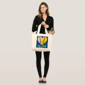 Heart Softball Baseball Mam van beide Moederdag Grote Tote Bag (Voorkant (model))