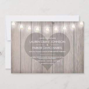 Heart Soned Rustic Wedding Invitation Kaart