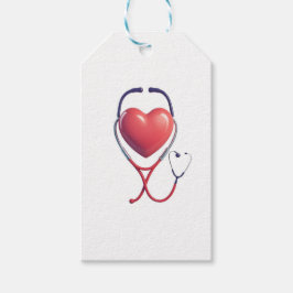 Heart & Stethoscoop Gift Tag | Medical Appreciatio Cadeaulabel