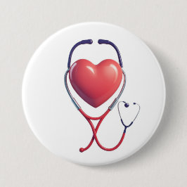 Heart & Stethoscoop Medical Button | Badge Fo